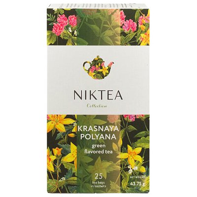 Чай NIKTEA «Красная поляна» зеленый, 25 пакетиков в конвертах по 1.75 г
