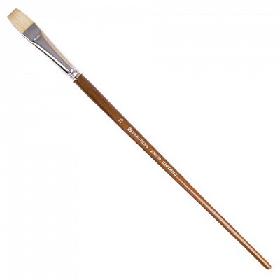 Кисть художественная профессиональная BRAUBERG ART «CLASSIC», щетина, плоская, № 16, длинная ручка