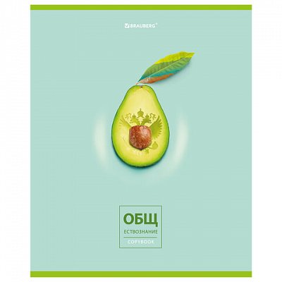 Тетрадь предметная «AVOCADO» 48 л., глянцевый лак, ОБЩЕСТВОЗНАНИЕ, клетка, BRAUBERG