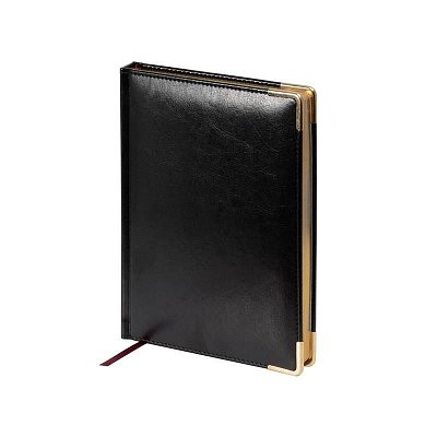 Ежедневник недатированный Attache Sidney Nebraska искусственная кожа А5+ 136 листов черный (золотистый обрез, 145×205 мм)