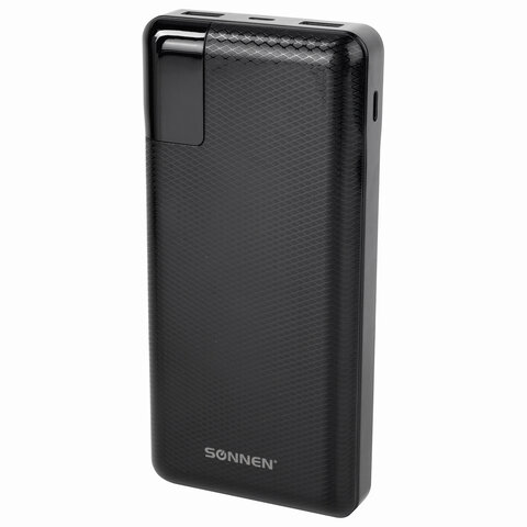 Аккумулятор внешний 20000 mAh SONNEN POWERBANK Q60P БЫСТРАЯ ЗАРЯДКА, 2USB, литий-полимерный