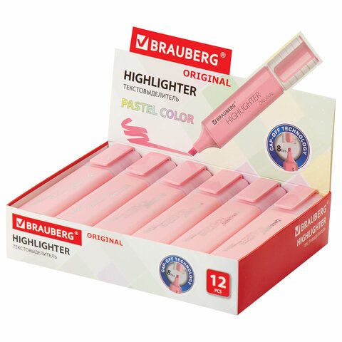 Текстовыделитель BRAUBERG «ORIGINAL PASTEL», ПАСТЕЛЬНЫЙ РОЗОВЫЙ, линия 1-5 мм