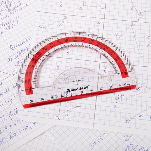 Транспортир 10 см BRAUBERG «FRESH ZONE»180 градусовпластикпрозрачныйкрасная шкала210760