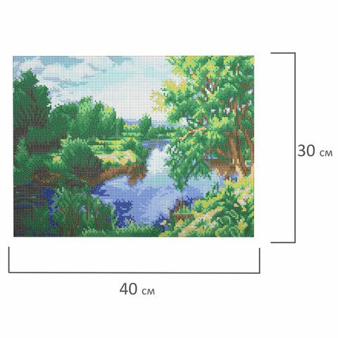 Картина стразами (алмазная мозаика) 30×40 см, ОСТРОВ СОКРОВИЩ «На берегу реки», без подрамника