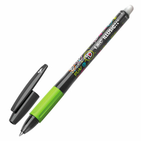 превью Ручка стираемая гелевая с грипом BIC «Gelocity Illusion», ЧЕРНАЯ, корпус черный, линия 0.3 мм