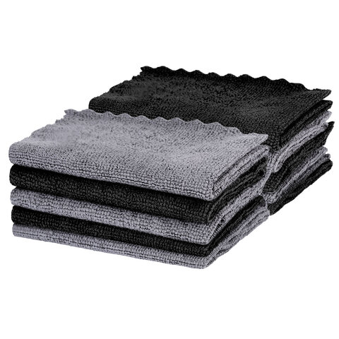 Салфетки из МИКРОФИБРЫ 30×30 см, GRAY & BLACK, big pack, КОМПЛЕКТ 10 штук, 180 г/м2, LAIMA HOME
