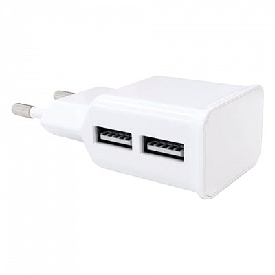Зарядное устройство сетевое (220В) RED LINE NT-2A, 2 порта USB, выходной ток 2.1 А, белое