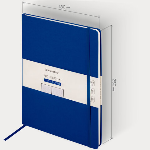 Блокнот БОЛЬШОЙ ФОРМАТ (180×250 мм) В5, BRAUBERG ULTRA, балакрон, 80 г/м2, 96 л., клетка, темно-синий