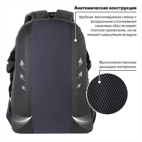 Рюкзак BRAUBERG «MainStream 2», 35 л, размер 45×32×19 см, ткань, серо-синий