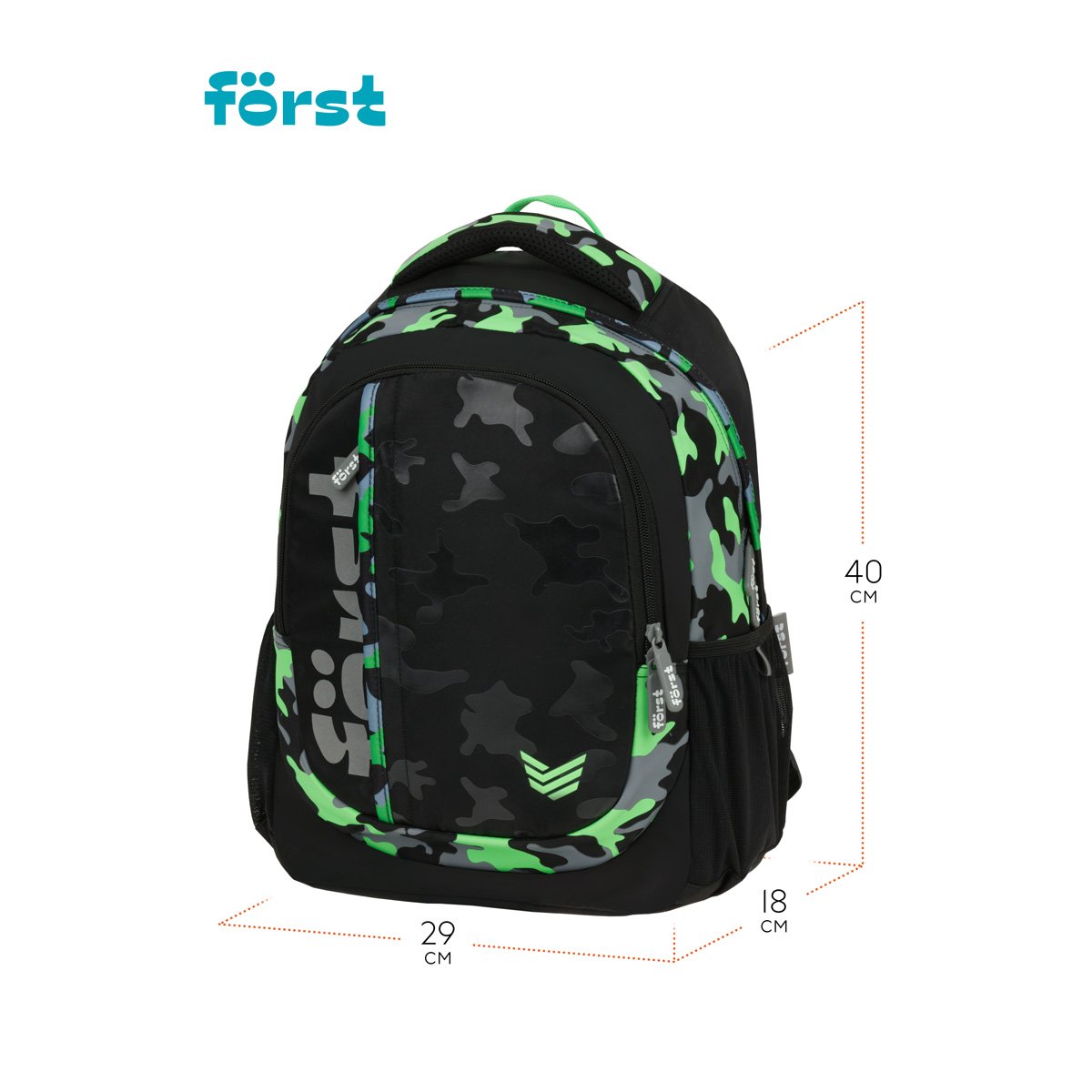 Рюкзак Först F-Trend «Neon military» 40×29×18 см, 2 отделения, 3 кармана, эргономичная спинка