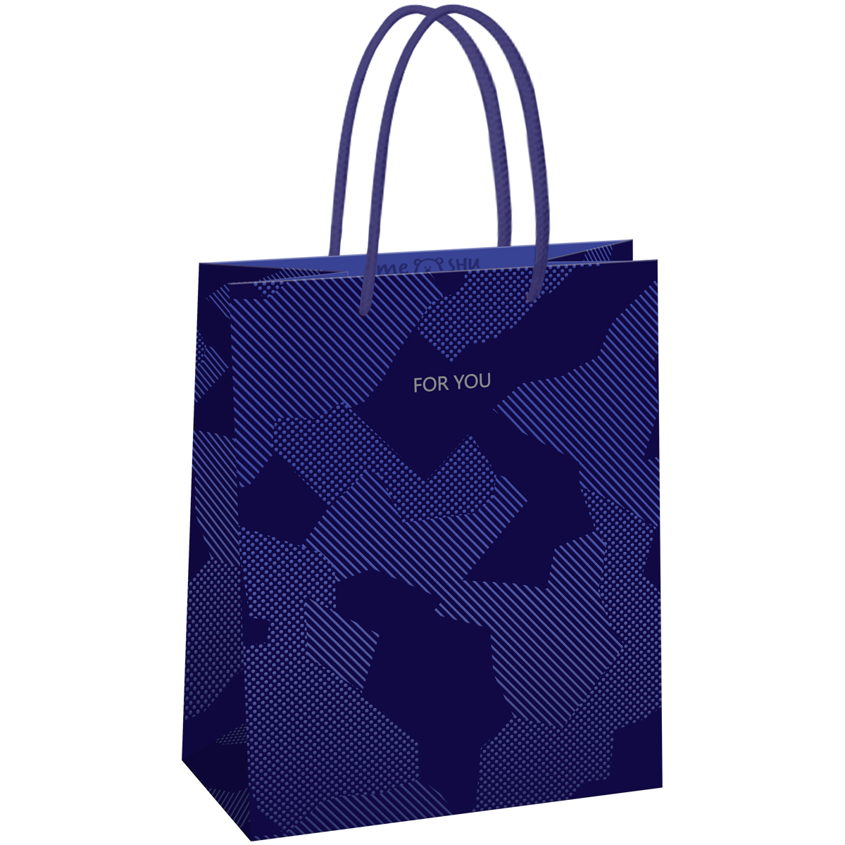 превью Пакет подарочный 18×23×10см MESHU «Blue pattern», выборочный лак, матовая ламинация