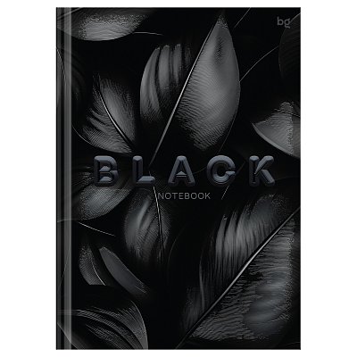 Бизнес-блокнот А5, 80л., евроформат, BG «Just black», soft-touch ламинация, выб. лак