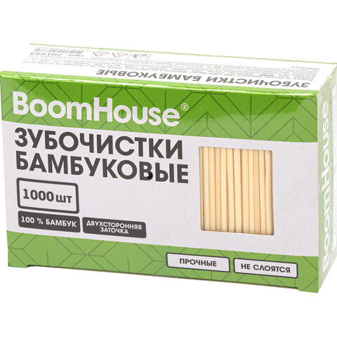 превью Зубочистки бамбуковые 1000 шт. в коробке, BOOMHOUSE (БУМХАУС)