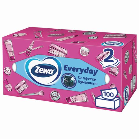 Салфетки косметические Zewa Everyday 6286 2х сл. в кор.100 шт.