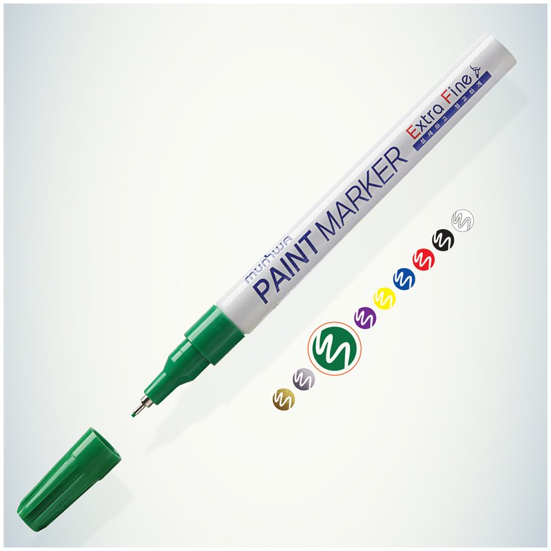 Маркер-краска MunHwa «Extra Fine Paint Marker» зеленая, 1мм, нитро ...