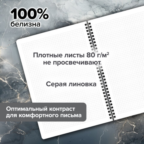 Тетради ДЭК А4 96 л. КОМПЛЕКТ 2 шт., BRAUBERG, гребень, клетка, 80 г/м2, Soft-Touch, «Black Classic»