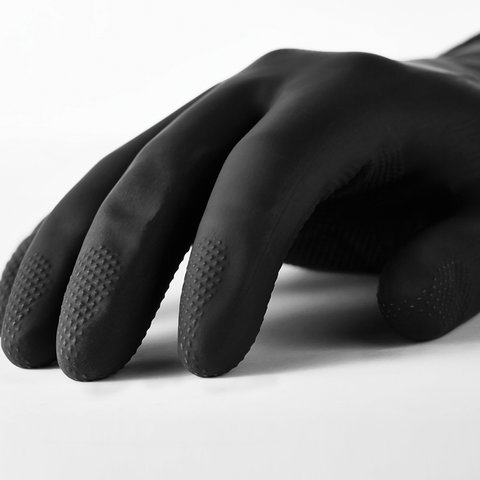 Перчатки латексные MANIPULA «КЩС-1», двухслойные, размер 8 (M), черные