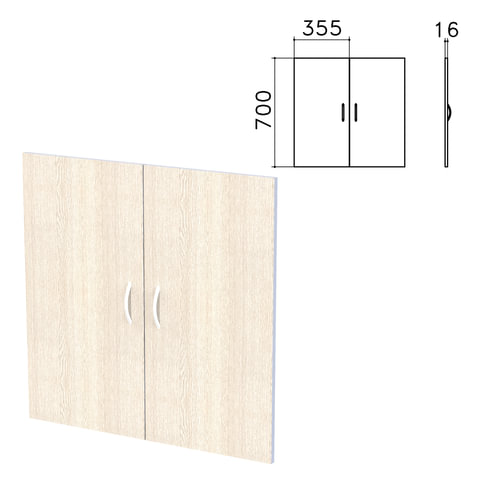 превью Дверь ЛДСП низкая «Бюджет», КОМПЛЕКТ 2 шт., 355×16х700 мм, дуб шамони светлый