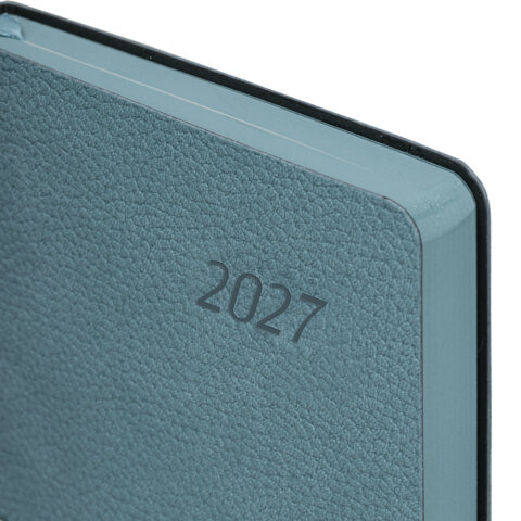 Ежедневник датированный 2027, А5, 138×213 мм, BRAUBERG «Stylish», под кожу, гибкий, серо-голубой