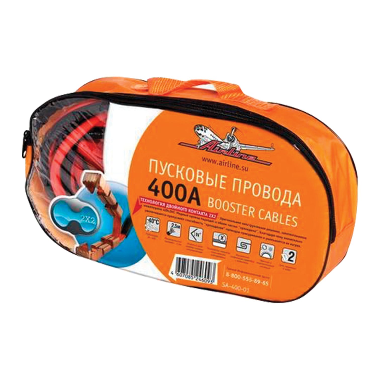 превью Провода для прикуривания аккумулятора, 400 А, 2.5 м, 12/24 В, сумка, AIRLINE