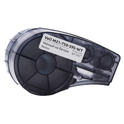 Картридж Vell M21-750-595-WT (19.05 мм / 6.4 м, винил, чер на бел, VL142797)