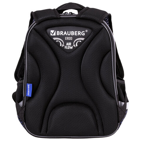 Ранец BRAUBERG QUADRO, 3 отделения, с брелоком, «Sport car», LED-ЛАМПОЧКИ, 37×28х18 см