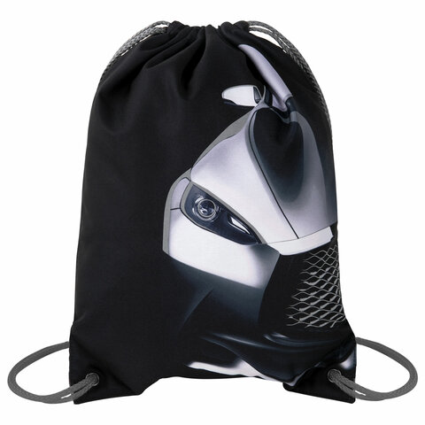 превью Мешок для обуви BRAUBERG PREMIUM, карман, подкладка, светоотражайка, 43×33 см, «Black car»