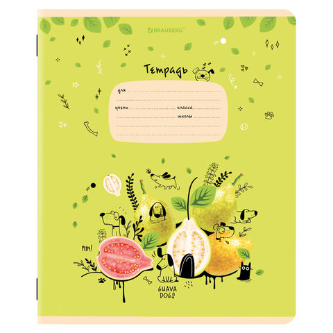 Тетради 12 л. КОМПЛЕКТ 10 шт. BRAUBERG, клетка, обложка картон, FRUITS AND ANIMALS
