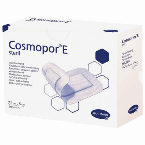 превью Пластырь-повязка Cosmopor E стерильная послеоперационная 7.2×5 см (10 штук в упаковке)