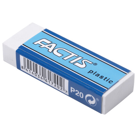 Резинка стирательная FACTIS Plastic P 20 (Испания), 61×22×11 мм, мягкая, картонный держатель