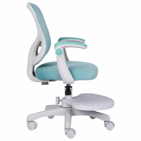 Кресло детское с подставкой для ног BRABIX «Sky MG-206», велюр, голубое