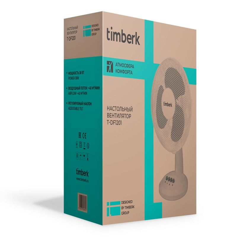 Вентилятор Timberk T-DF1201, 38Вт, 30см, белый, Настольный арт. 1285119 ...