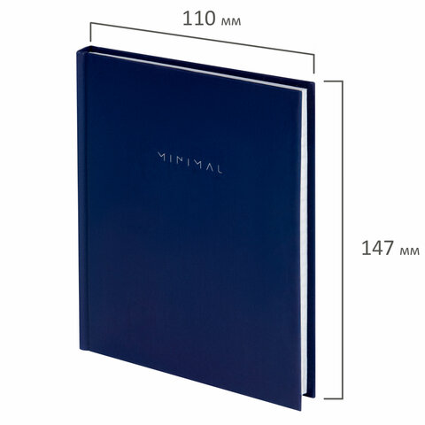 Блокнот МАЛЫЙ ФОРМАТ 110×147 мм, А6, 80 л., твердый, клетка, BRAUBERG «Minimal», синий