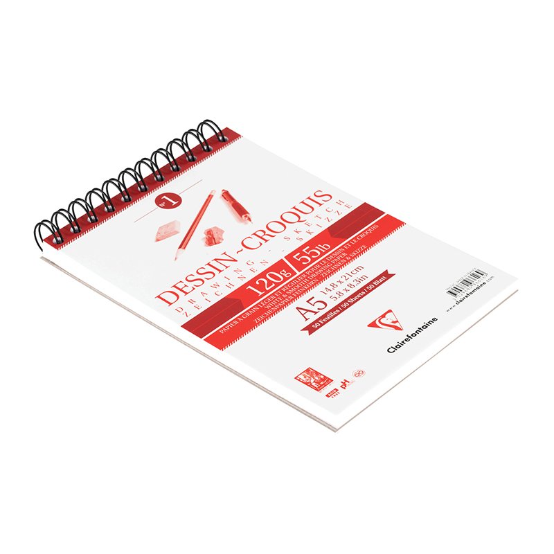 Скетчбук 50л. А5 на гребне Clairefontaine «Dessin croquis», 120г/м2
