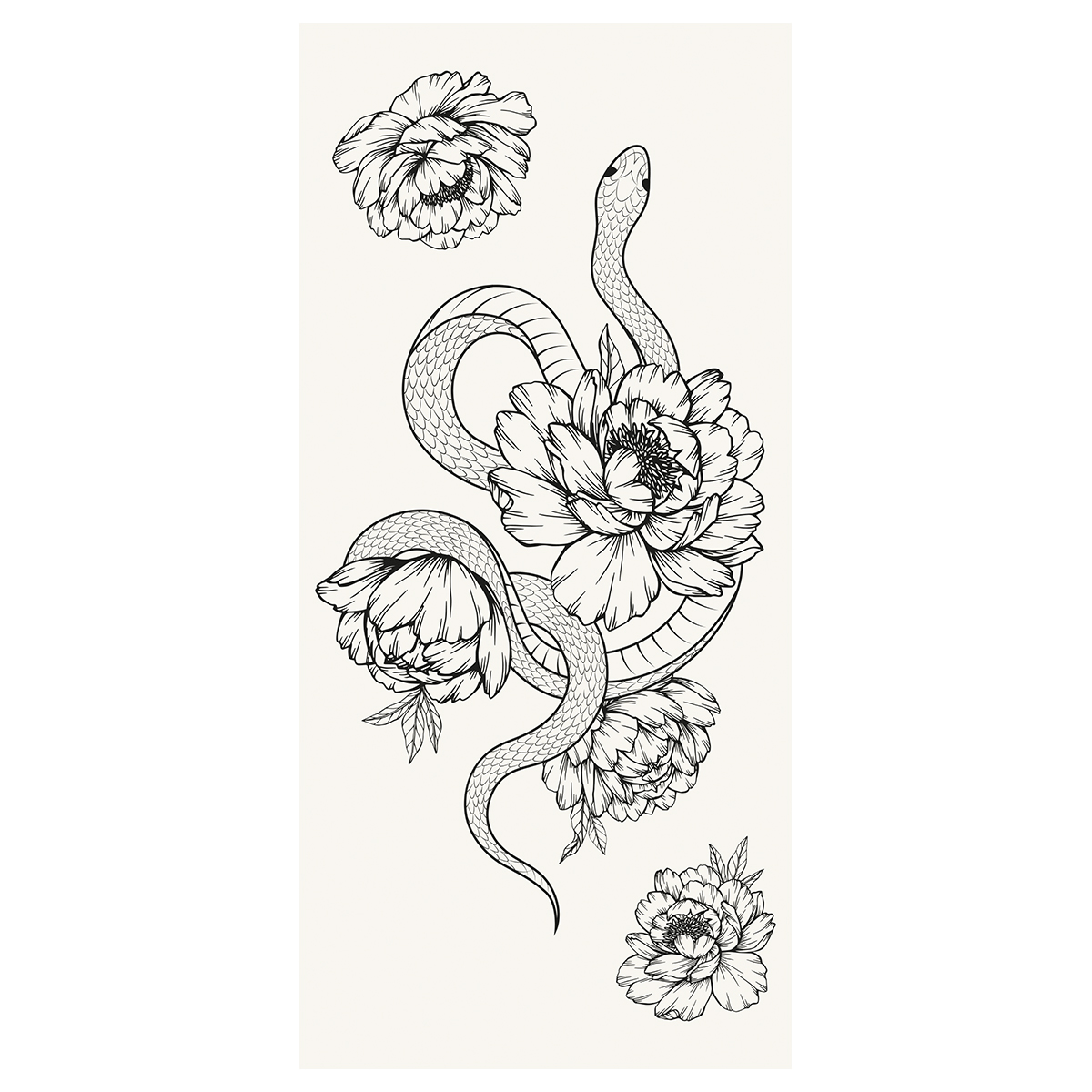 Наклейка-тату MESHU, «Snakes and flowers», 8×17см, инд. уп., европодвес
