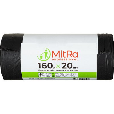 Мешки для мусора 160 л, 87×120см 20 шт/рул 30мкм (ПВД)(черные. )