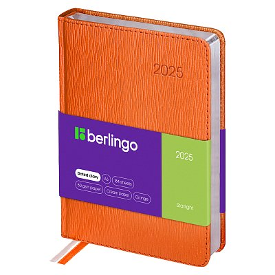 Ежедневник датированный 2025г., А6, 184л., кожзам, Berlingo «Starlight», сер. срез, оранжевый