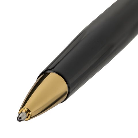 Ручка бизнес-класса шариковая BRAUBERG «Perfect Black», корпус черный, узел 1 мм, линия письма 0.7 мм, синяя