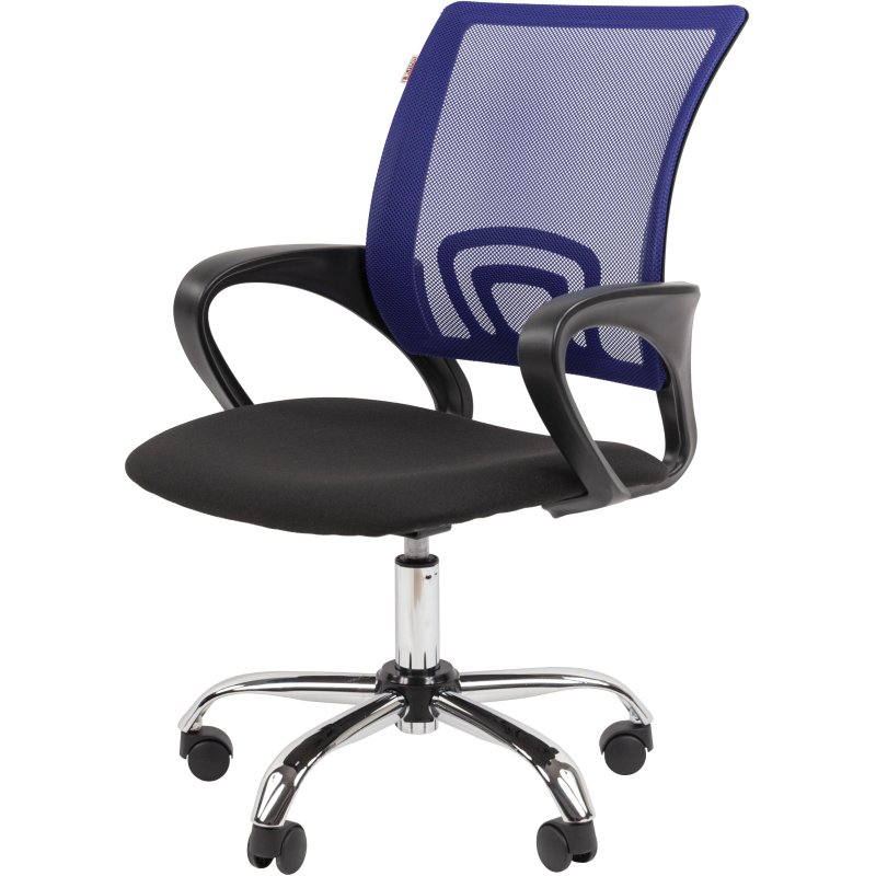 превью Кресло EChair-304LT TC ткань черн/сетка синий, хром