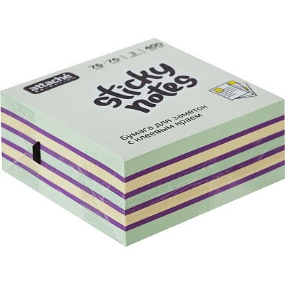 Стикеры Attache Selection Радуга 76х76 мм пастельные 3 цвета (1 блок, 400 листов)