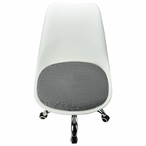 Кресло стул BRABIX «Eames MG-310 CH», хром, пластик белый, ткань серая