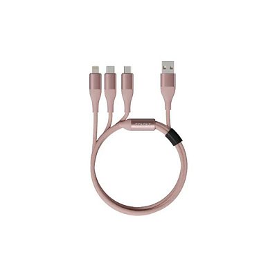 Кабель Lightning - Type-C - Micro USB, 1.2 м, Xiaomi SOLOVE, роз, DW2PinkR