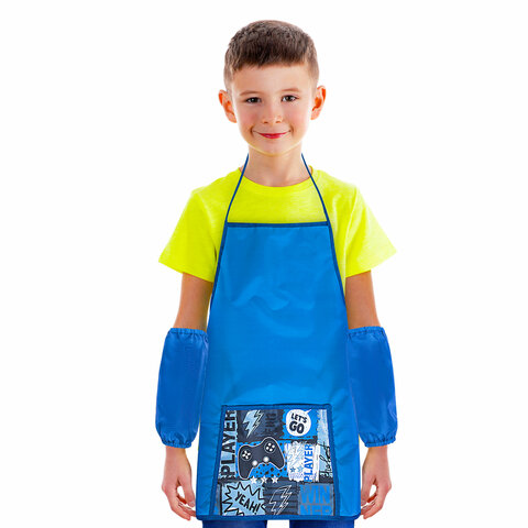 Накидка фартук с нарукавниками для труда ПИФАГОР, 1 карман, 46×54 см, «Press play»