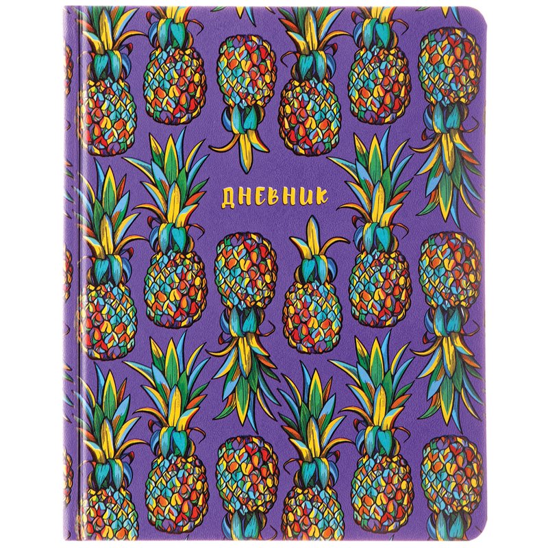превью Дневник 1-11 кл. 48л. (твердый) «Pineapples», иск. кожа, ляссе, печать