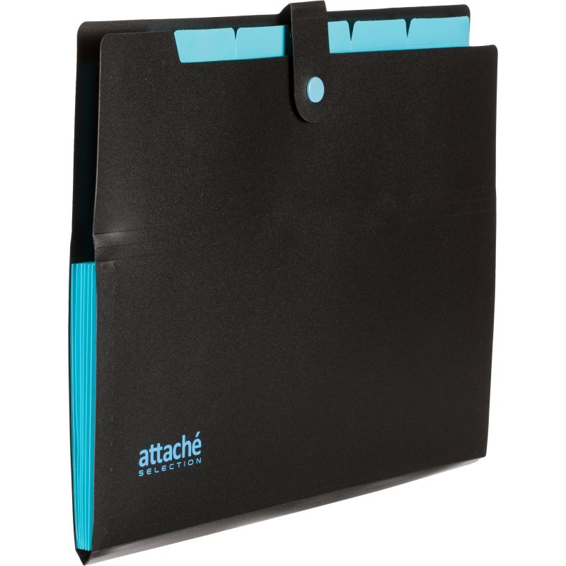 Папка органайзер на кнопке Attache Selection Black&Bluе, А4.500мкм, 5отд