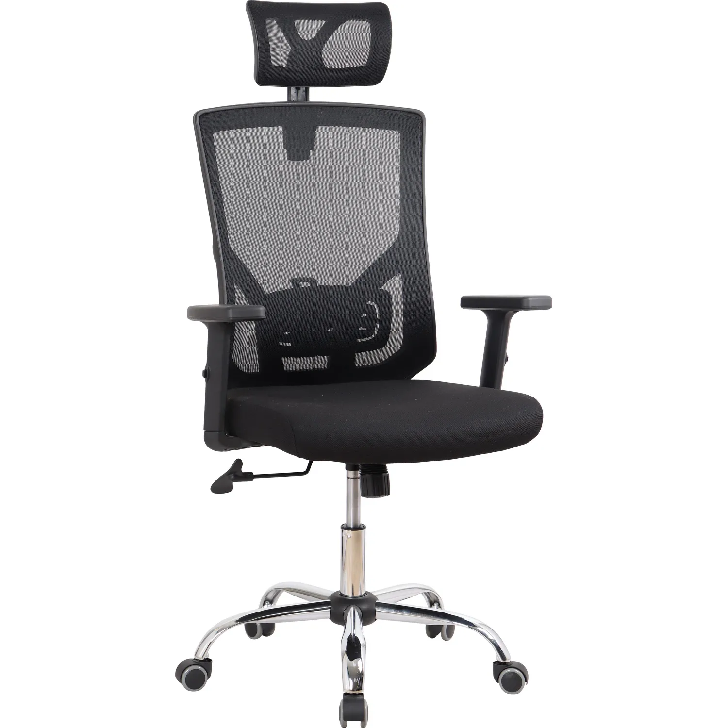 превью Кресло для руководителя Комус Мебель (Easy Chair) 650 чёрное (сетка/ткань, металл хромированный)