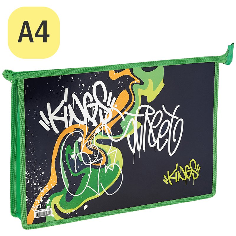 Папка для тетрадей 1 отделение, А4, ArtSpace «Graffiti», ламинированный картон, фольга, на молнии