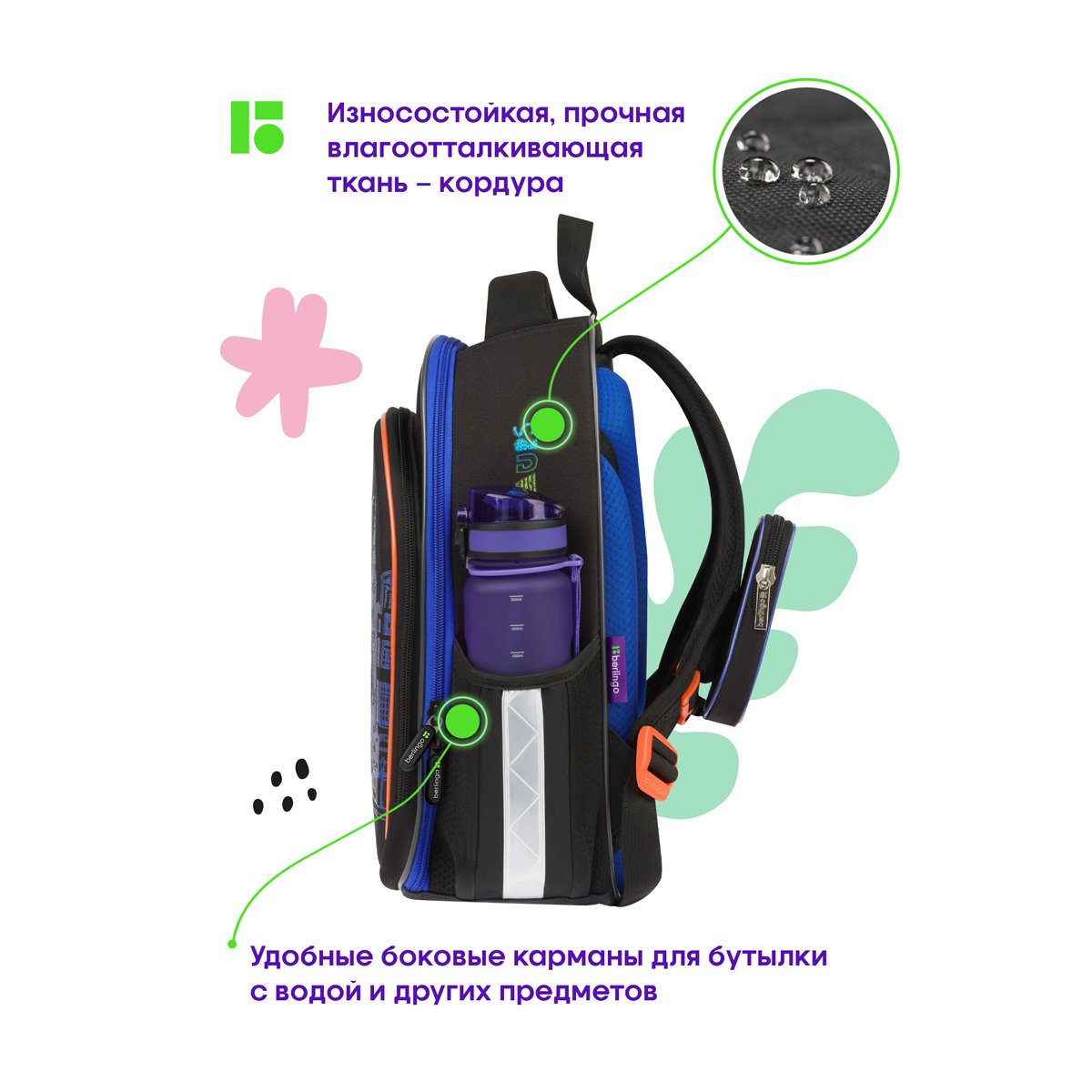 Ранец Berlingo Expert Plus «T-Rex style» 37×28×16см, 2 отделения, 2 кармана, анатомическая спинка