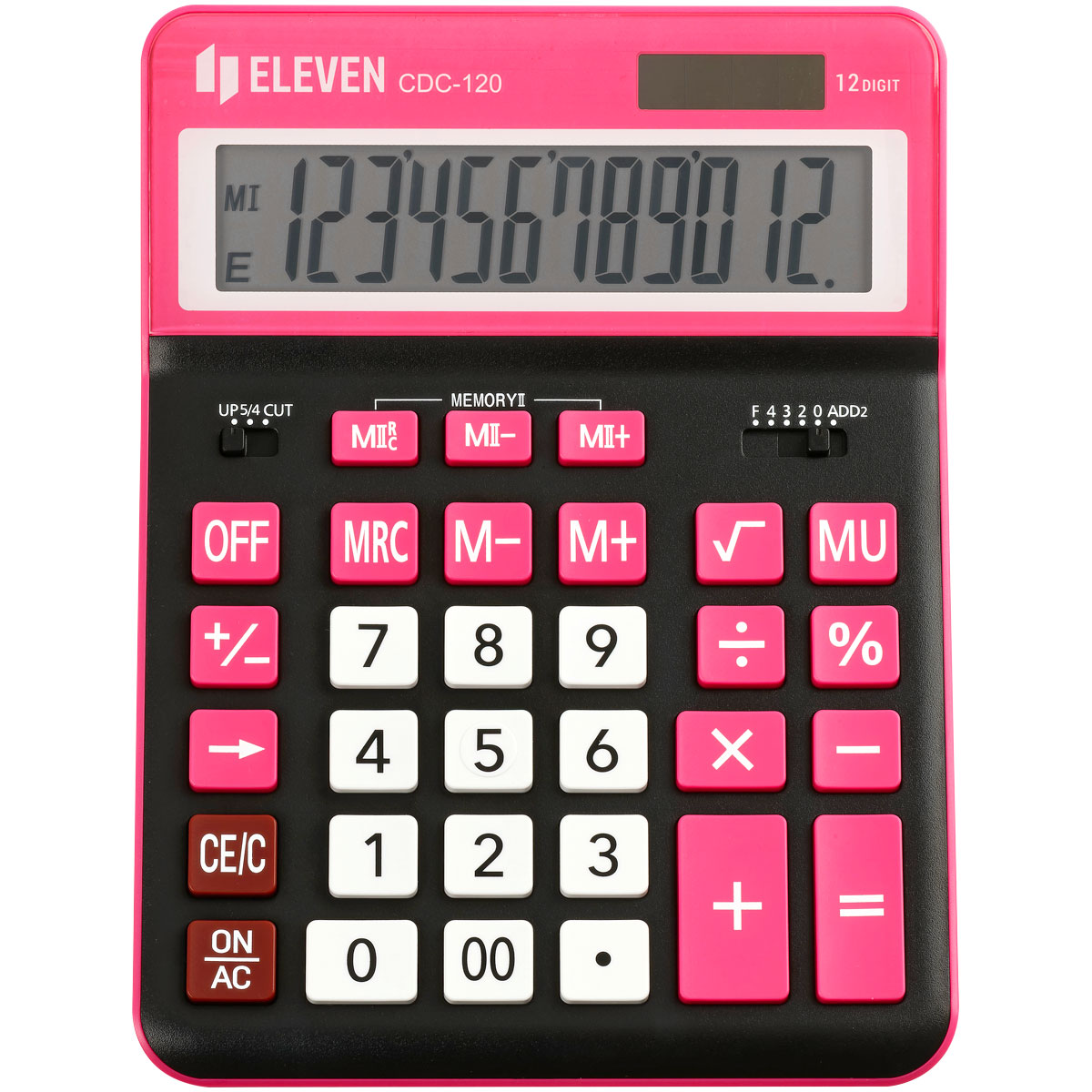 Калькулятор настольный Eleven CDC-120-BK/RD, 12 разрядов, двойное питание, 155×206×38мм, черный/красный