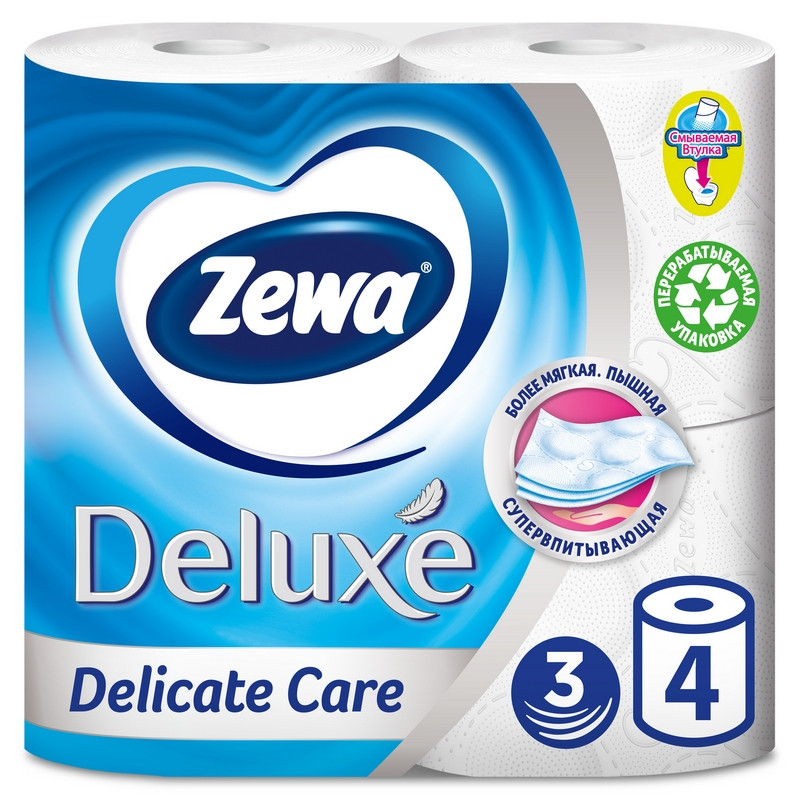 Бумага туалетная ZEWA Deluxe 3-сл.белая 3228 4рул./уп.